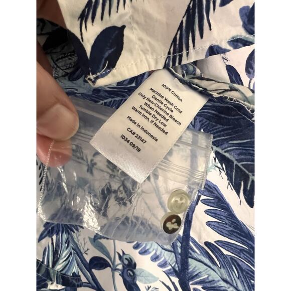 Talbots Blue Leaf Print Button Down Dress Shirt MP - Picture 4 of 4